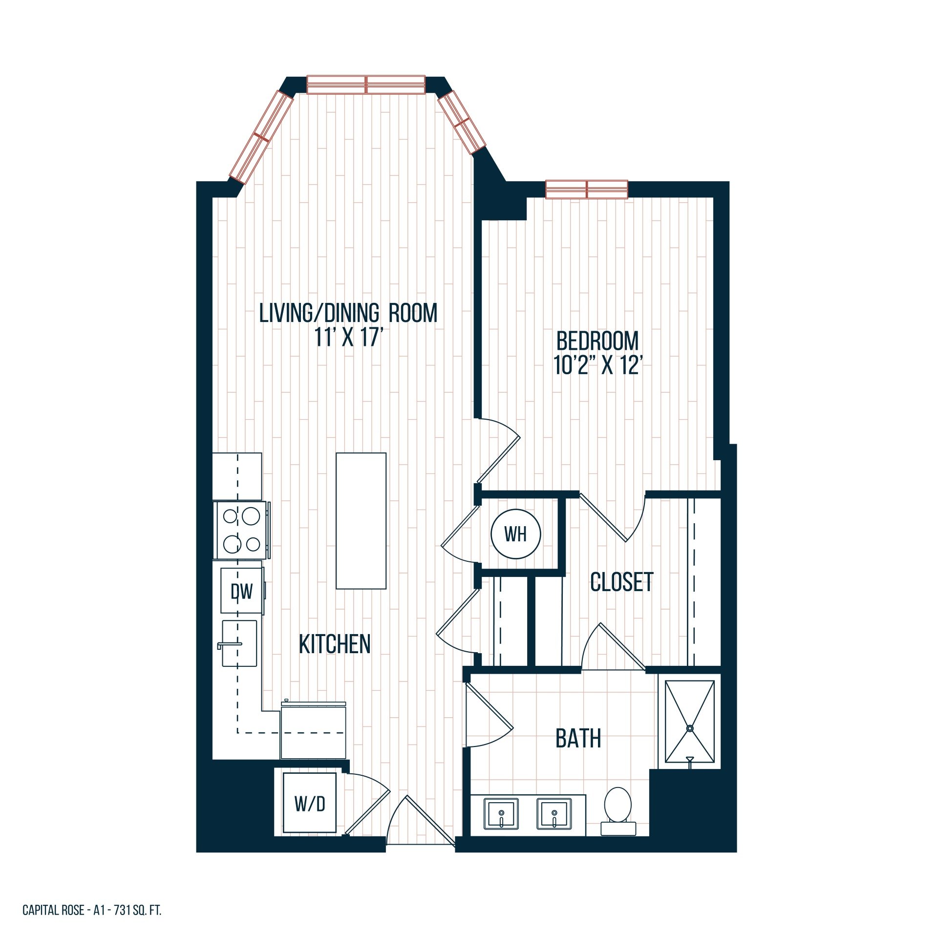 Capitol Rose Luxury Apartments in Washington, DC A1 Floor Plan